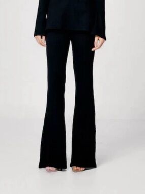 SANS FAFF Rachel Enviro Ribbed Knit Flare Pants Black Small